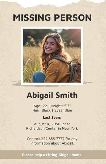 Free Sample Missing Poster Design Template to Edit Online