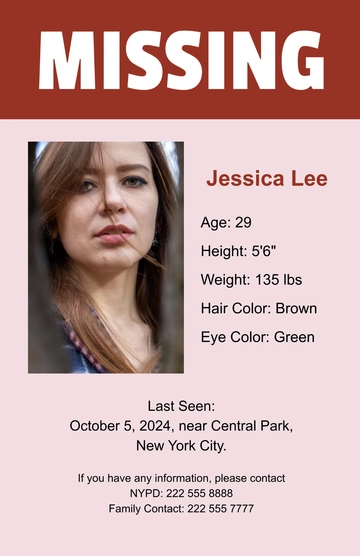 Free Printable Missing Poster Template to Edit Online