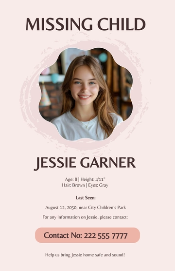 Free Missing Child Poster Template to Edit Online