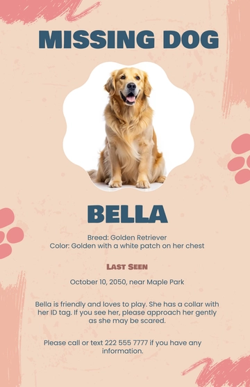 Free Lost Dog Missing Poster Template to Edit Online