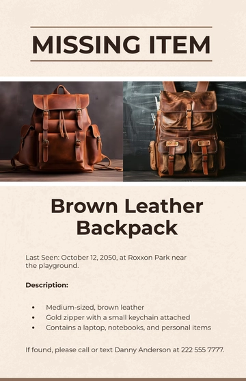 Free Missing Item Poster Template to Edit Online