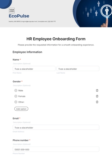 Free HR Employee Onboarding Form Template to Edit Online
