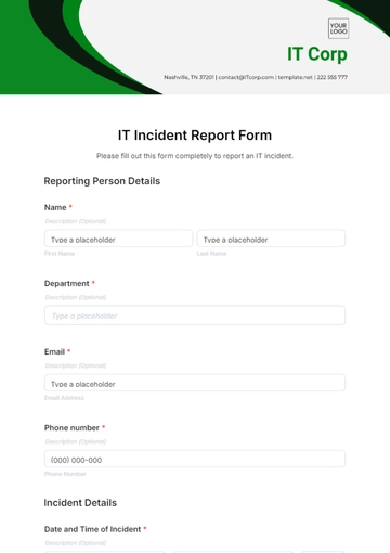 Free IT Incident Report Form Template to Edit Online