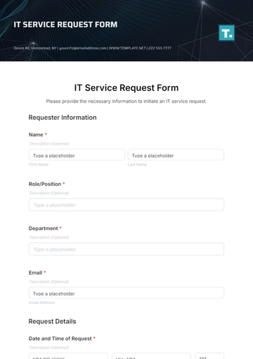 Free IT Service Request Form Template to Edit Online