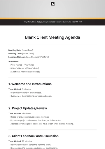 Free Blank Client Meeting Agenda Template to Edit Online