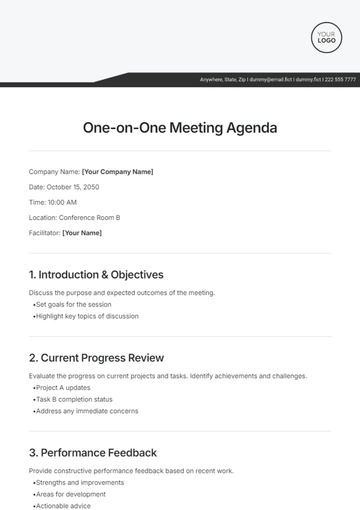 Free One-on-One Meeting Outline Agenda Template to Edit Online