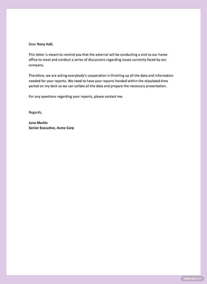 Sample Reminder Letter