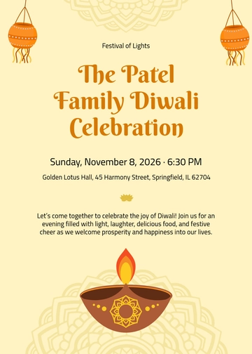 Free Diwali Invitation Message Template to Edit Online