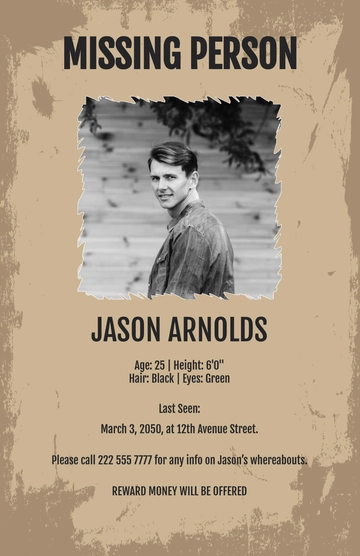 Free Vintage Missing Poster Template to Edit Online