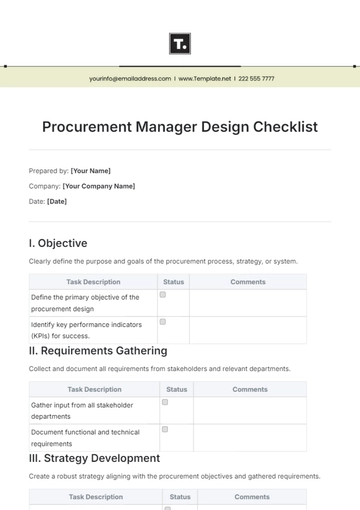 Free Procurement Manager Design Checklist Template to Edit Online