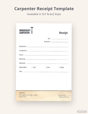 Carpenter Receipt Template