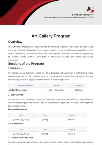 Free Art Gallery Program Template to Edit Online