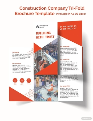 Construction Company Tri-Fold Brochure Template