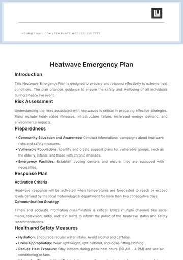 Free Heatwave Emergency Plan Template to Edit Online