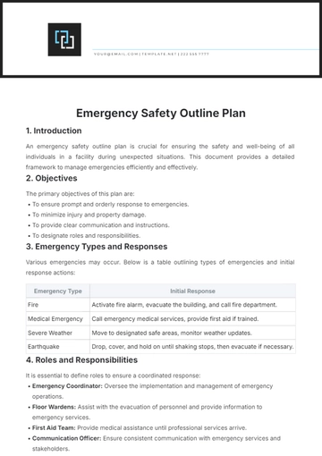 Free Emergency Safety Outline Plan template to Edit Online