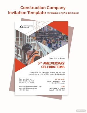 Construction Company Invitation Template