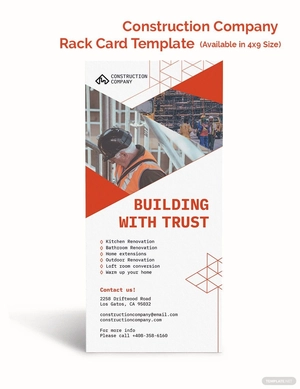 Construction Company Rack Card Template