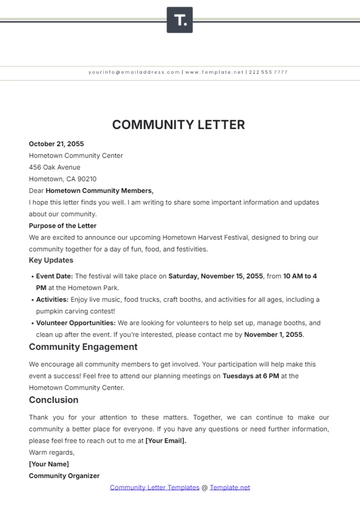 Free Community Letter Template to Edit Online