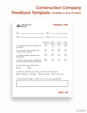 Construction Company Feedback Form Template