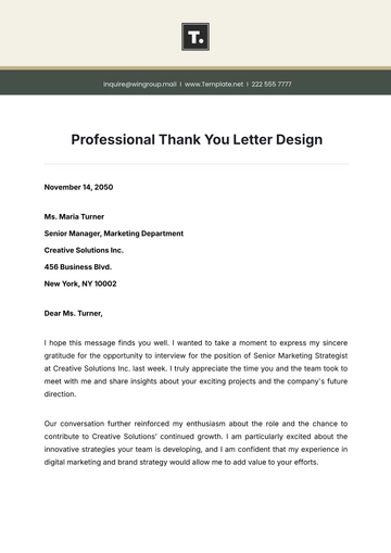 Free Professional Thank You Letter Design Template to Edit Online