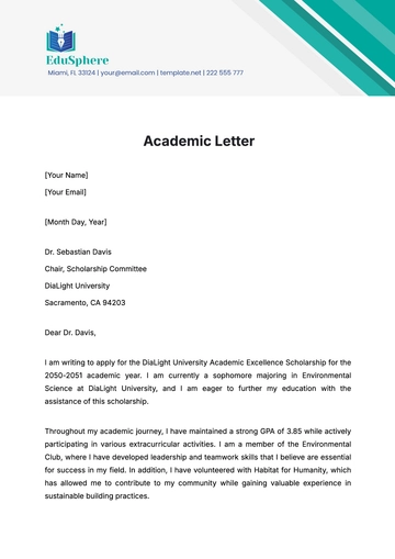 Free Academic Letter Template to Edit Online