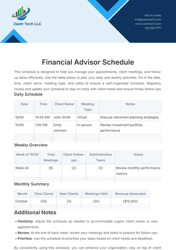 Free Financial Advisor Schedule Template to Edit Online