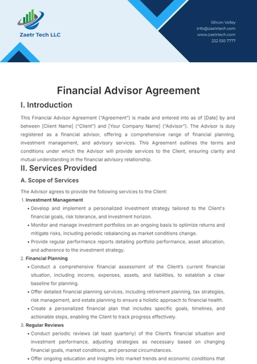 Free Financial Advisor Agreement Template to Edit Online