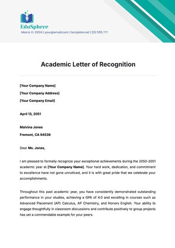 Free Academic Letter of Recognition Template to Edit Online