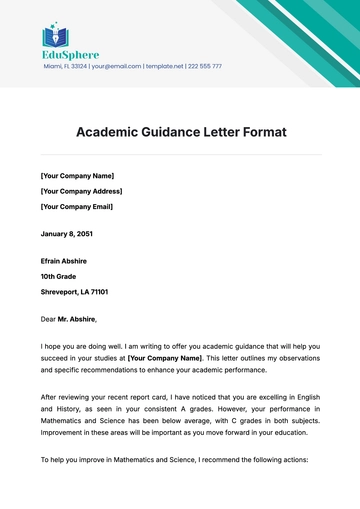 Free Academic Guidance Letter Format Template to Edit Online