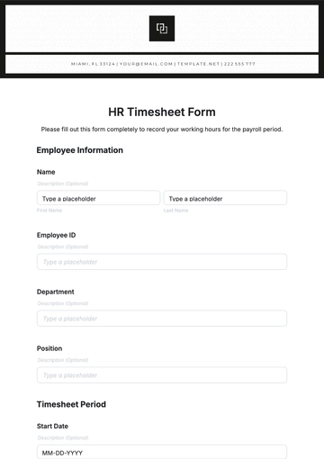 Free HR Timesheet Form Template to Edit Online