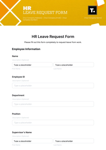 Free HR Leave Request Form Template to Edit Online