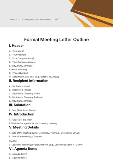 Free Formal Meeting Letter Outline Template to Edit Online
