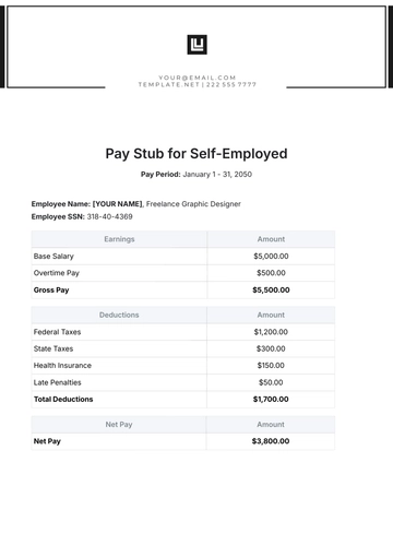 Free Pay Stub for Self-Employed Template to Edit Online