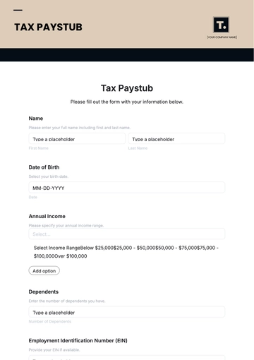 Tax Paystub Template - Edit Online & Download