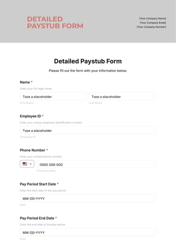 Detailed Paystub Template - Edit Online & Download