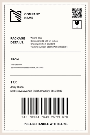 Free Editable Shipping Label Template to Edit Online