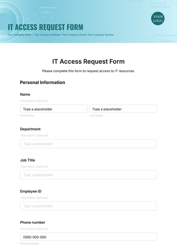 Free IT Access Request Form Template to Edit Online