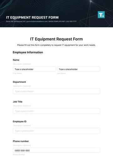 Free IT Equipment Request Form Template to Edit Online