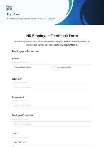 Free HR Employee Feedback Form Template to Edit Online