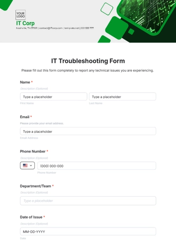Free IT Troubleshooting Form Template to Edit Online