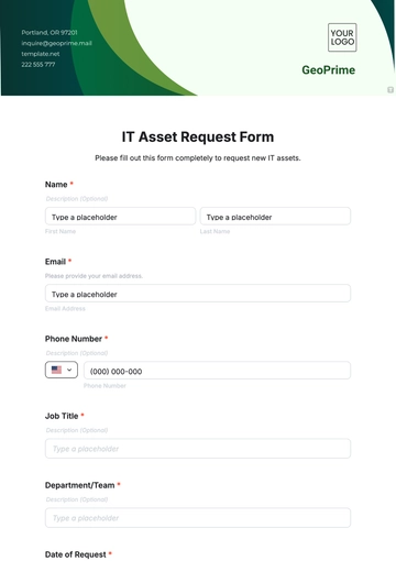 Free IT Asset Request Form Template to Edit Online
