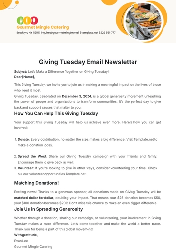 Free Giving Tuesday Email Newsletter Template to Edit Online