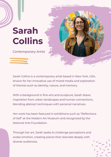 Free Artist Bio Template to Edit Online