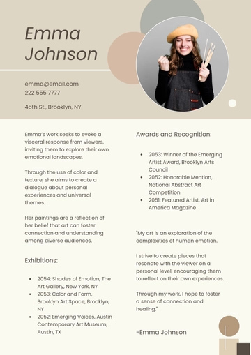 Free Artist Profile Design Template to Edit Online