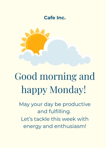 Free Monday Message Template to Edit Online