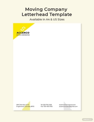 Moving Company Letterhead Template