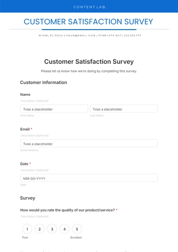 Free Customer Satisfaction Survey Template to Edit Online