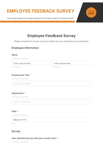 Free Employee Feedback Survey Template to Edit Online