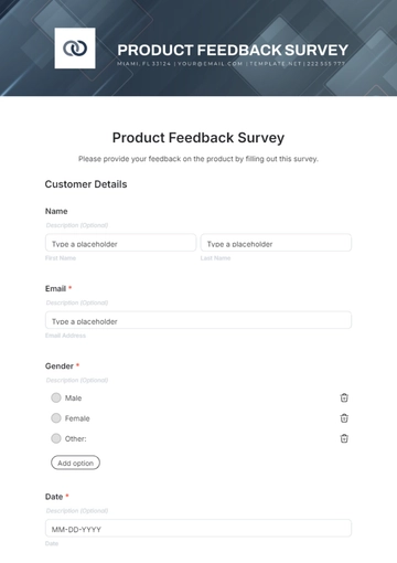 Free Product Feedback Survey Template to Edit Online