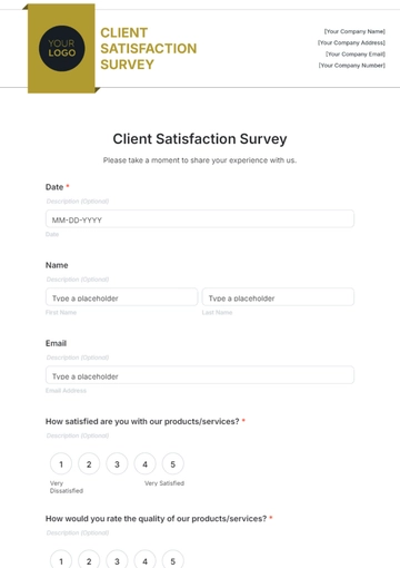 Free Client Satisfaction Survey Template to Edit Online